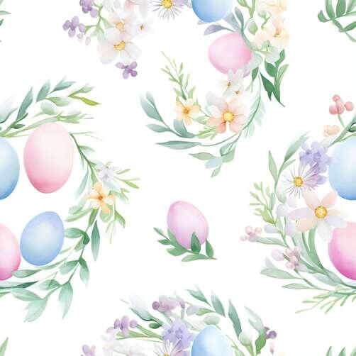 Download Colorful Easter Eggs, Flowers, and Leaves Pattern Patterns ...