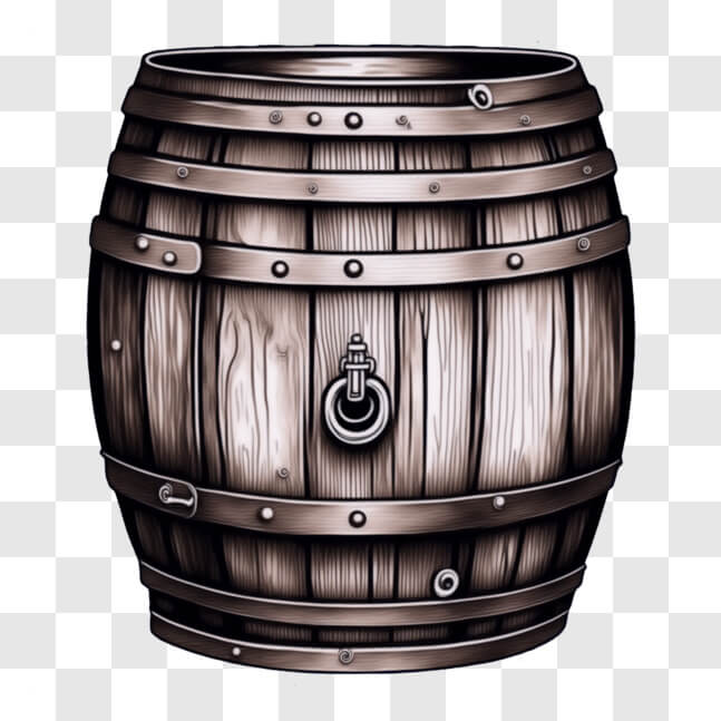 Download Traditional Wooden Barrel for Storing Liquids PNG Online