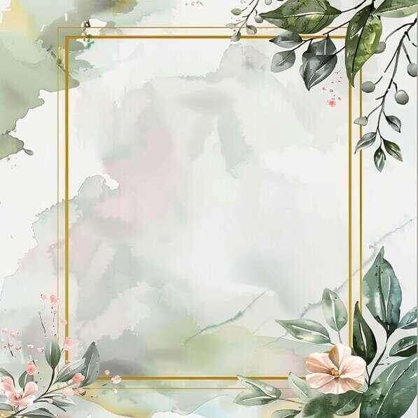 Download Watercolor Floral Background with Gold Frame Backgrounds ...
