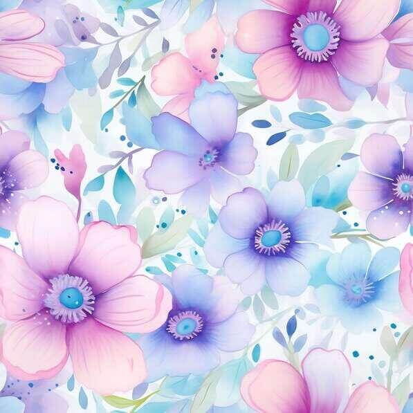 Download Seamless Floral Pattern with Pink, Blue, and Purple Flowers ...