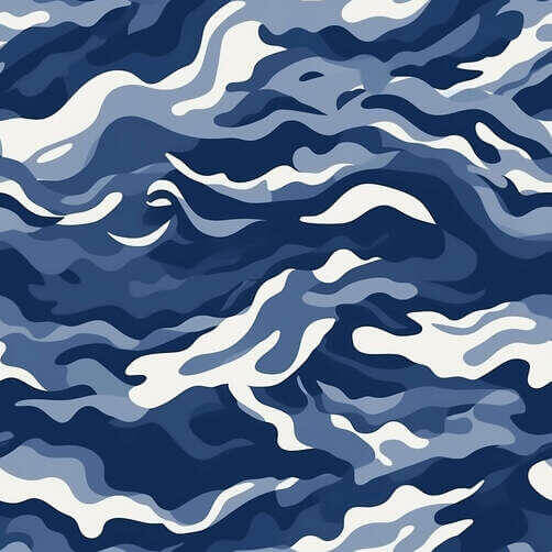 Blue and White Camouflage Pattern with Waves Background Blue and White Camouflage Pattern with Waves Background thumbnail