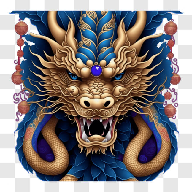 Download Traditional Chinese Dragon Artwork with Blue and Gold Colors ...