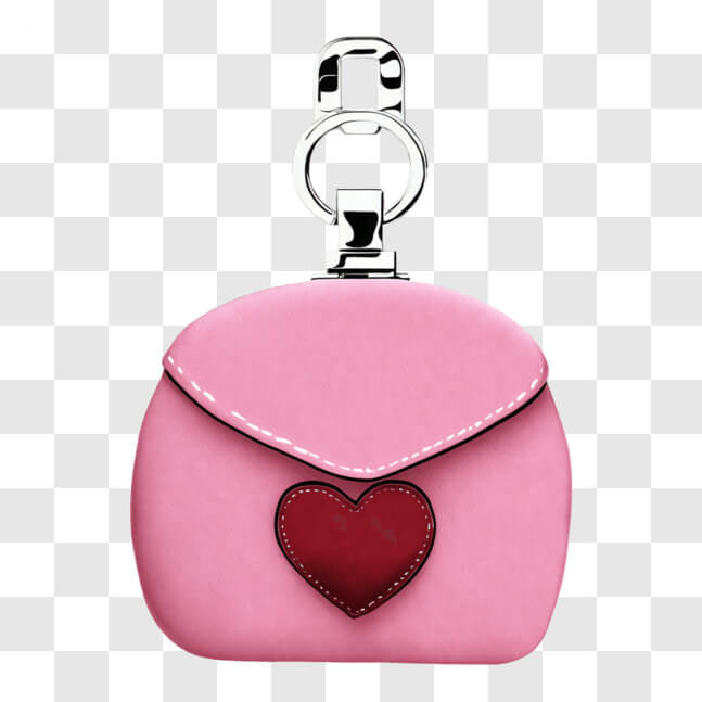 Download Stylish Pink Purse with Heart Charm and Keychain Attachment