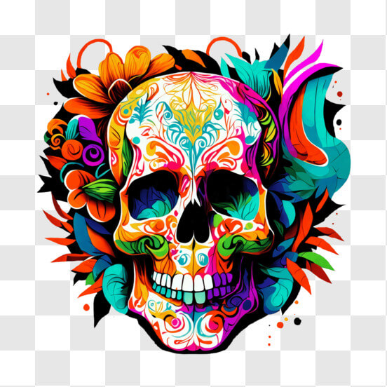 Colorful Skull Decoration with Flowers