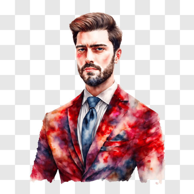 Download Vibrant Watercolor Painting of a Dapper Man PNG Online ...