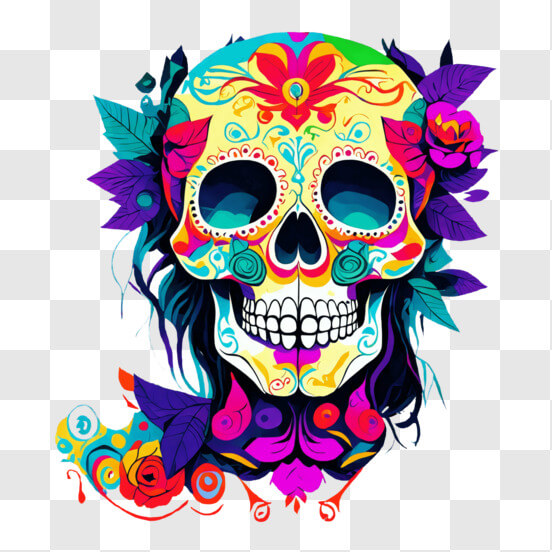 Colorful Sugar Skull for Dia de los Muertos