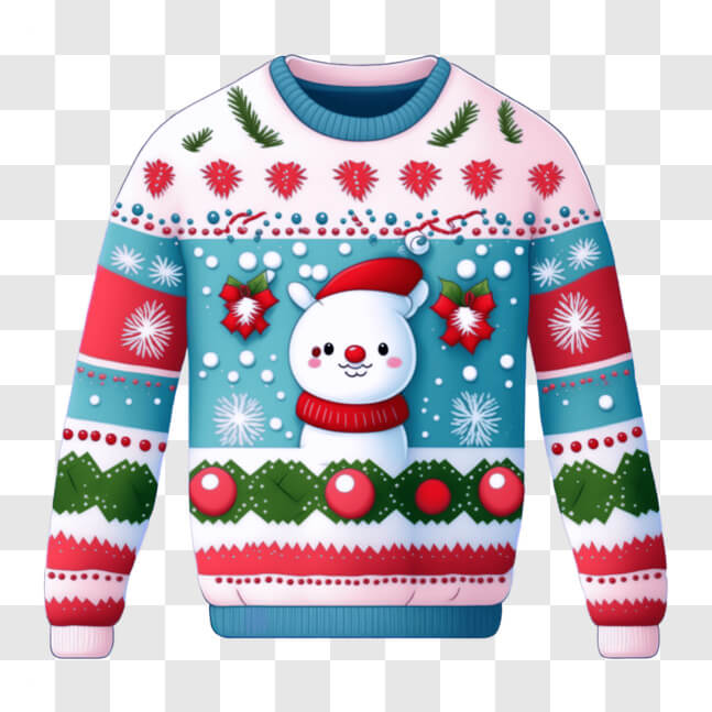 Download Colorful Ugly Sweater with Christmas Bunny and Ornaments PNGs ...