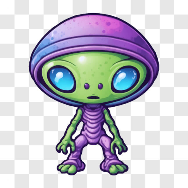 Download Mysterious Purple Alien with Blue Eyes Cartoons Online