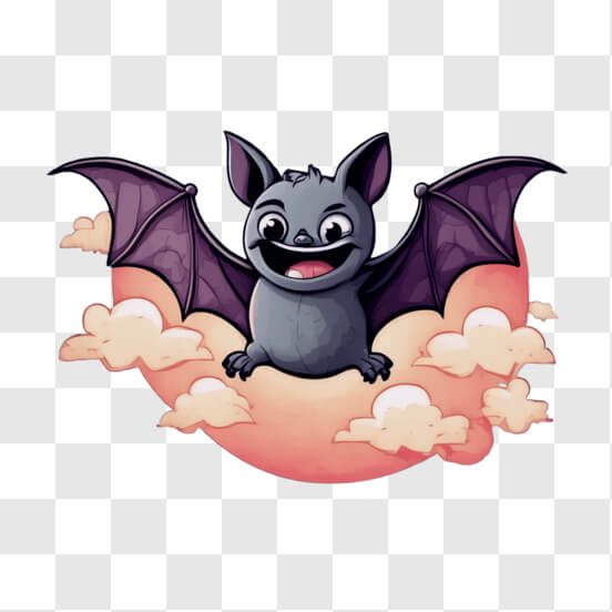 Download Cute Cartoon Bat Flying in the Sky with Clouds Cartoons Online ...