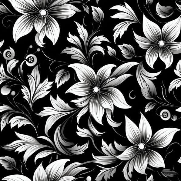 Download Vintage Black and White Floral Pattern Seamless Design ...