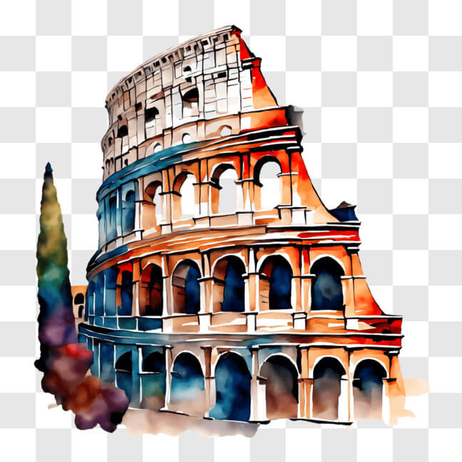 Download Colosseum in Rome, Italy with colorful painting PNGs Online ...