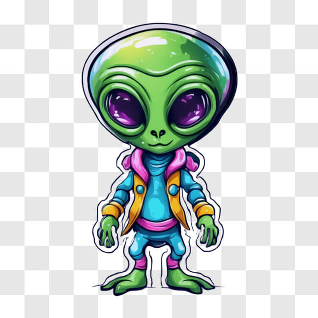 Download Cartoon Alien Standing in the Dark with Outstretched Arms