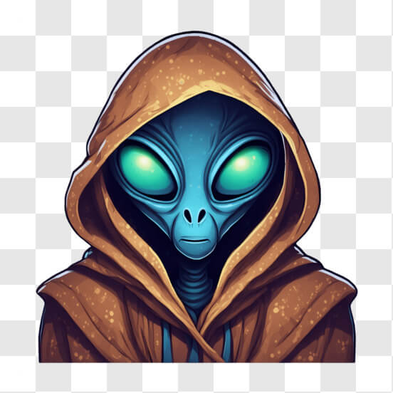 Download Alien in Purple Hooded Robe Standing with Hands on Hips ...