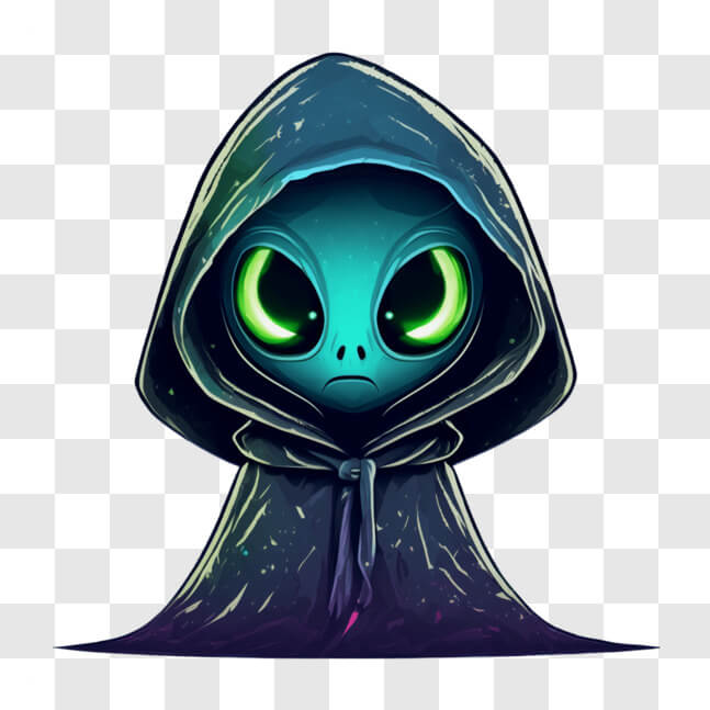 Download Mysterious Alien with Hooded Cloak and Glowing Green Eyes ...