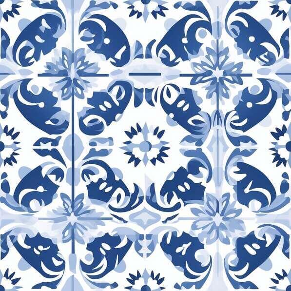 Download Blue and White Floral Tile Pattern in Interior Design Patterns ...