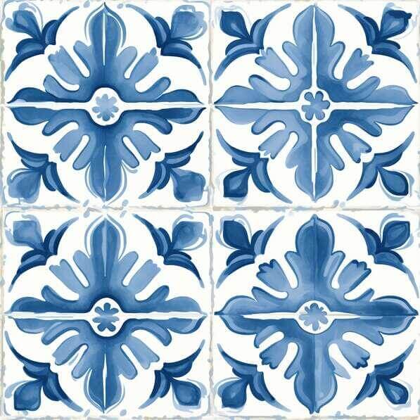 Download Blue and White Floral Tiled Tiles in Room Patterns Online ...