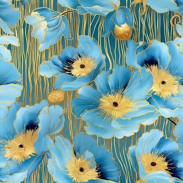 Download Seamless Blue and Gold Floral Pattern Patterns Online ...