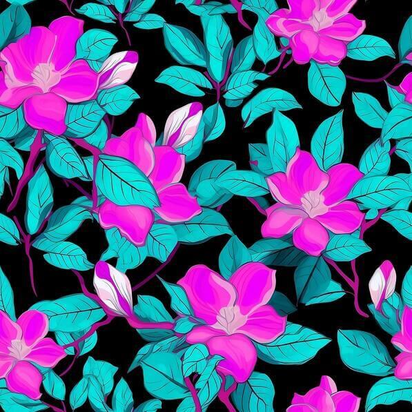 Download Seamless Pink Flower Pattern on Black Background Patterns ...