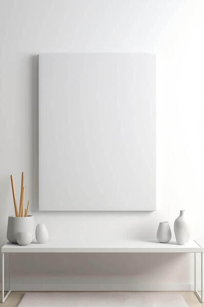 Download Minimalist Interior with White Bench and Blank Canvas Mockups ...