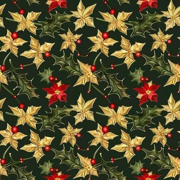 Download Holly Leaves and Red Berries Seamless Pattern Patterns Online ...