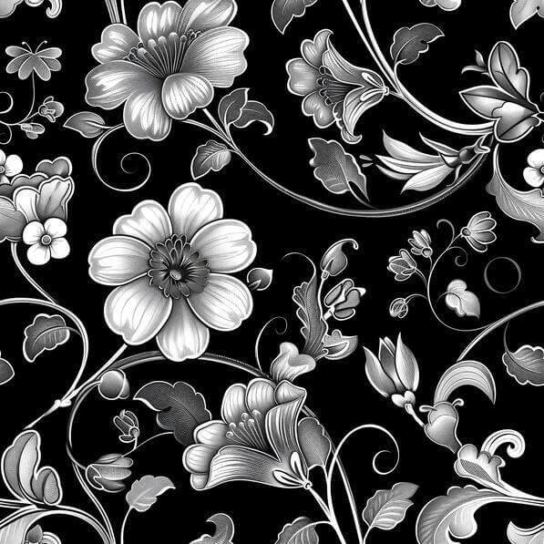 Download Black and White Floral Seamless Pattern Patterns Online ...
