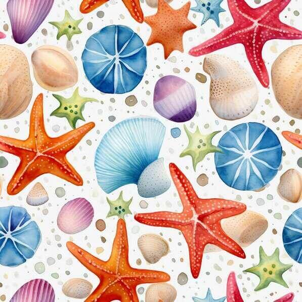 Shell Pattern Star Fish Download Colorful Seashell and Starfish Pattern Patterns Online ...