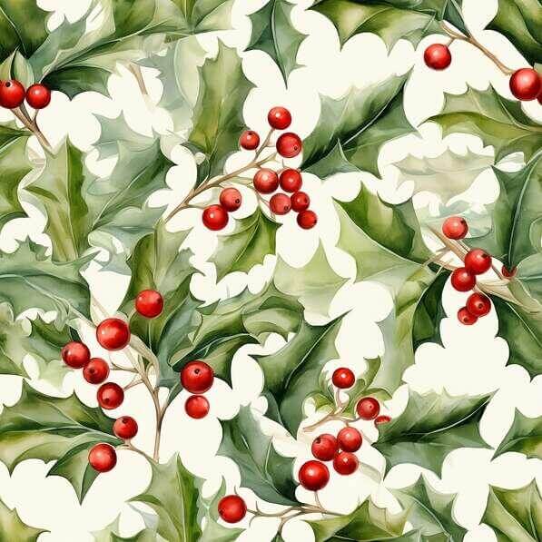 Download Holly Leaves and Red Berries Seamless Pattern for the Holiday ...