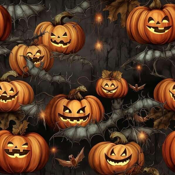Download Halloween Pumpkin Seamless Pattern with Bats and Spiders ...