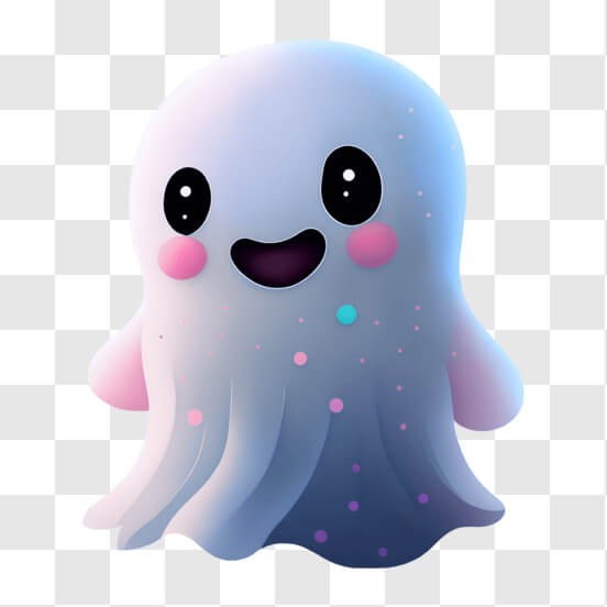 Download Cute Blue Ghost with Pink Eyes and Polka Dots PNGs Online ...