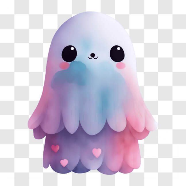 Download Colorful Floating Ghost with Hearts in Space PNG Online ...