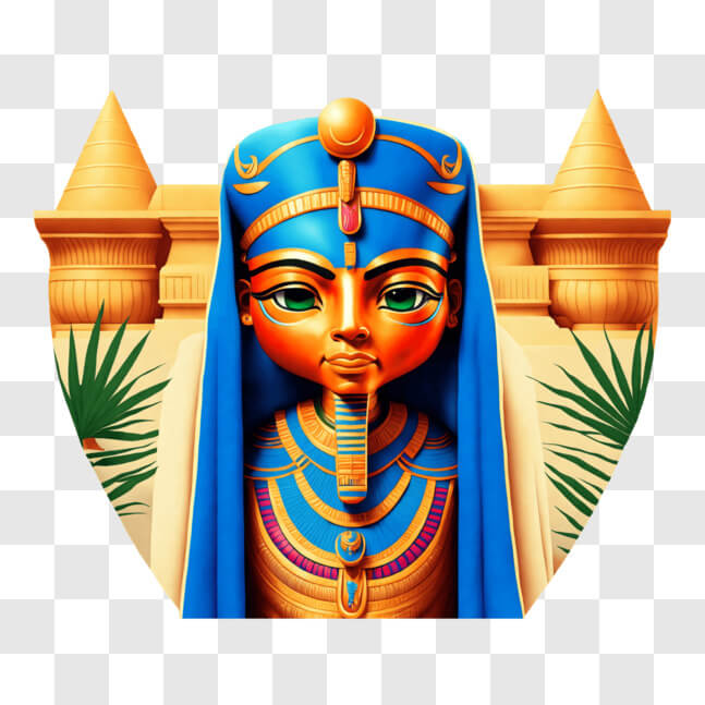 Download Ancient Egyptian Character with Blue Headdress and Gold Crown ...