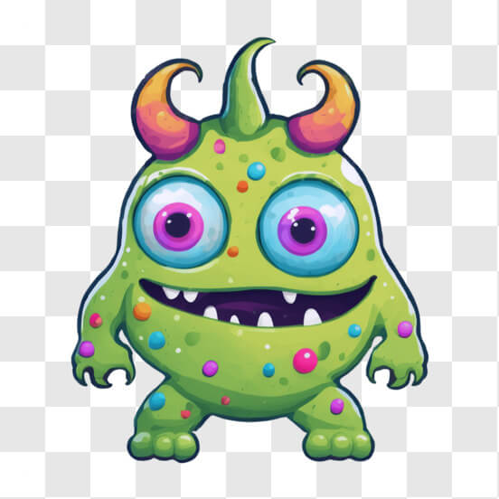 Green Monster with Horns and Colorful Eyes Patterns Green Monster with Horns and Colorful Eyes Patterns thumbnail