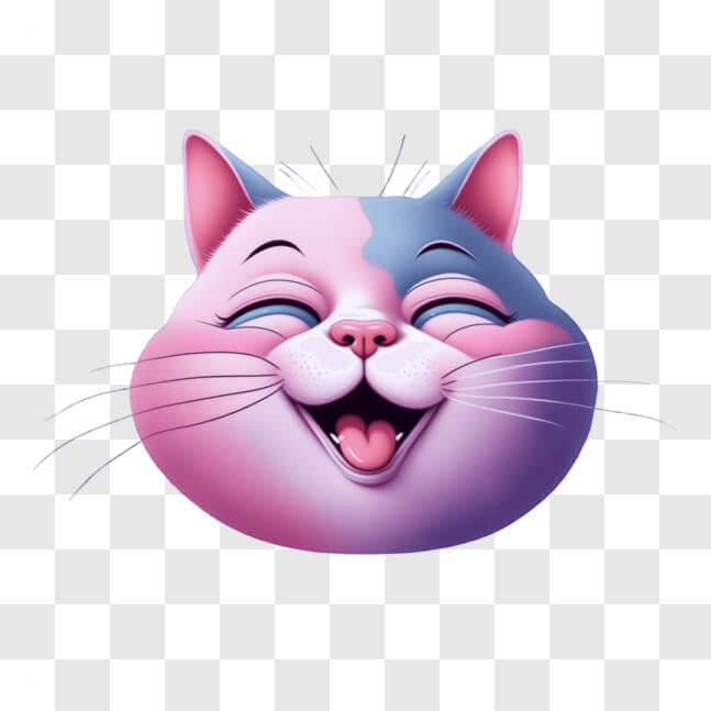 Baixe Emoticon ou Emoji de Gato Sorridente Rosa e Azul PNGs - Creative
