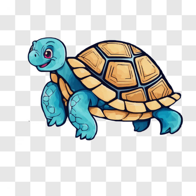 Download Cartoon Turtle Educational Image in Blue and Yellow Cartoons
