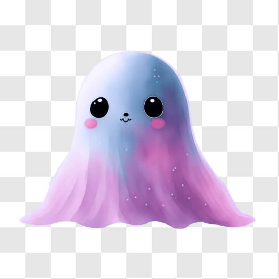 Download Cartoon Ghost with Pink and Blue Eyes on Black Background PNGs ...