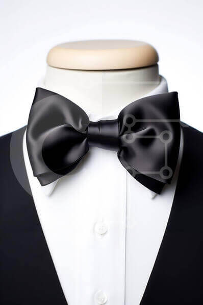 Elegant Black Bow Tie and White Suit for Formal Events stock photo ...