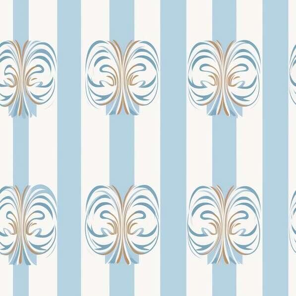 Download Art Deco Blue and White Striped Floral Wallpaper Patterns