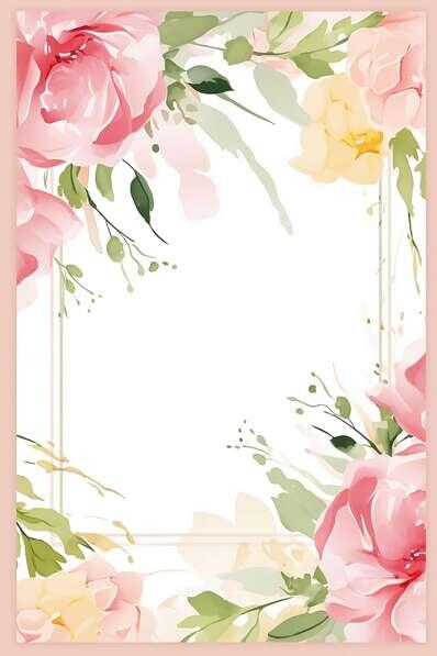 Download Pink Floral Frame with Green Leaves and Flowers Backgrounds ...
