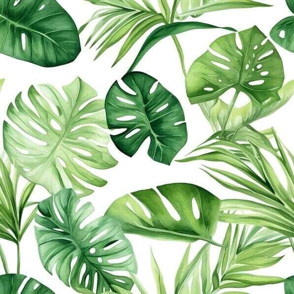 Download Tropical Leaves Watercolor Seamless Pattern on White ...