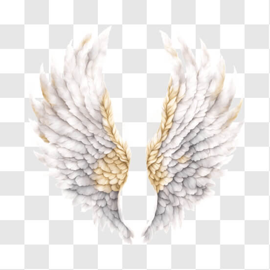 White Angel Wings on Black Background