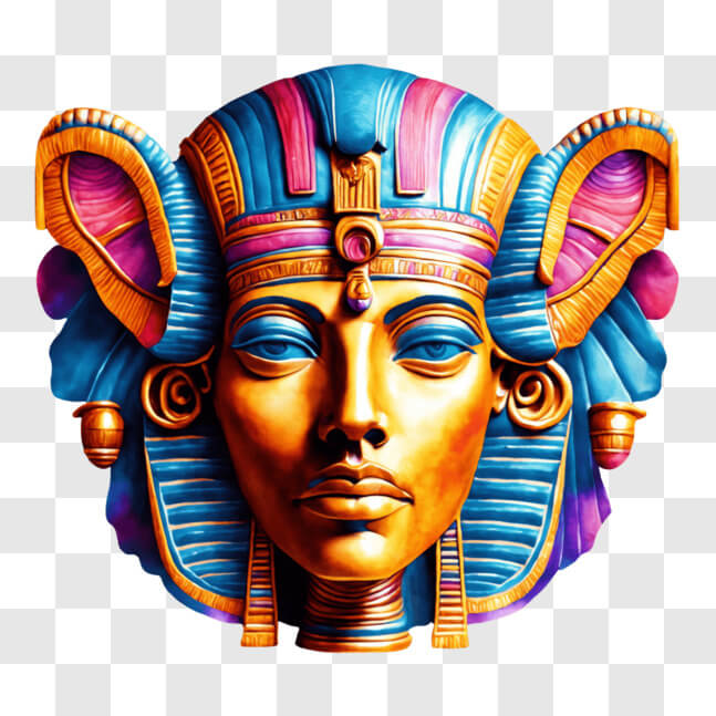Download Vibrant Ancient Egyptian Woman's Head Artifact PNG Online ...