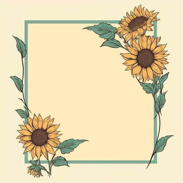 Download Hand-drawn Floral Frame with Sunflowers and Green Leaves ...