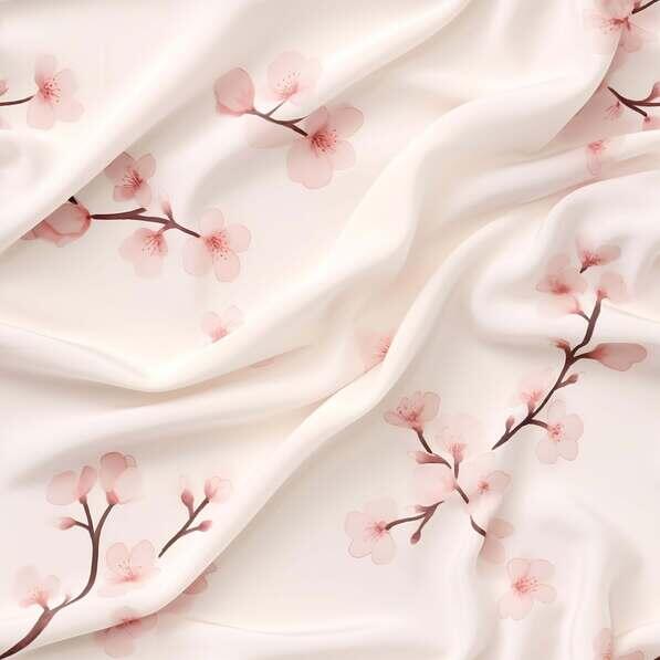 Curated visual reference: Fresh Look at Download Elegant White Silk Fabric With Pink Cherry Blossoms Patterns
