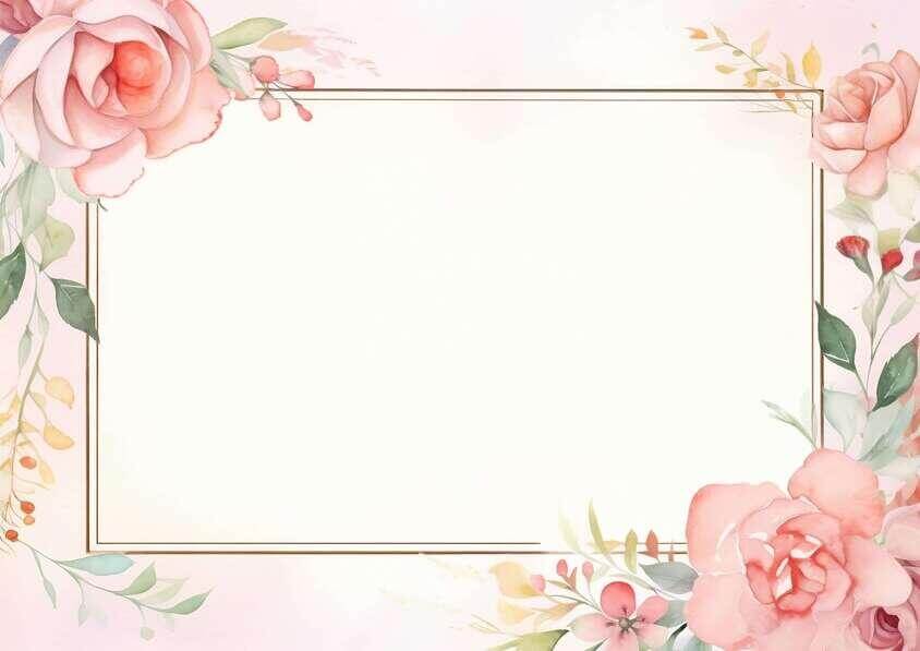 Download Pink Floral Frame with Green Leaves and Flowers Backgrounds ...
