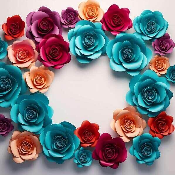 Colorful Paper Roses Download Colorful Paper Rose Circle on White Background Backgrounds ...