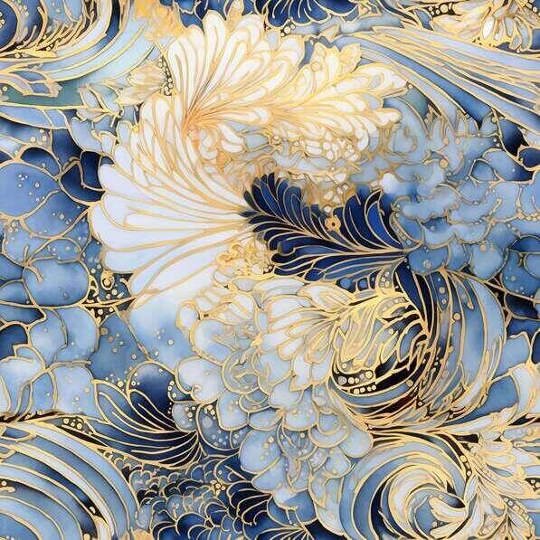 Download Blue and Gold Floral Pattern Artwork Patterns Online ...