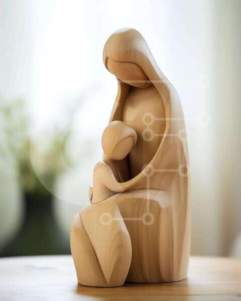Beautiful Wooden Statue of Virgin Mary and Child stock photo | Creative ...