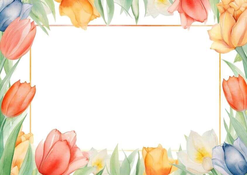 Download Colorful Tulip Watercolor Frame for Spring Designs Backgrounds ...