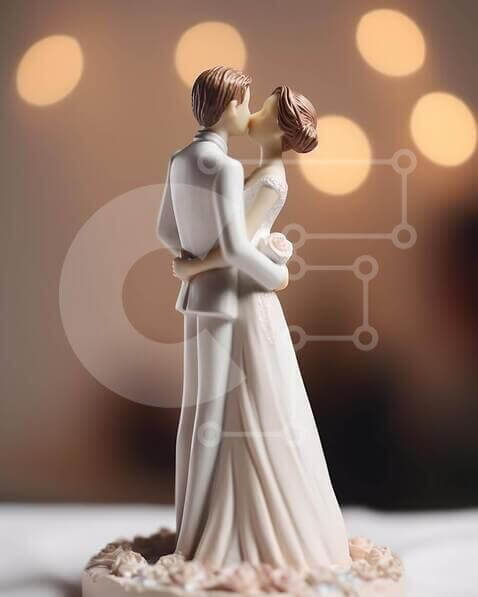 Porcelain Bride and Groom Figurine Wedding Cake Topper stock photo