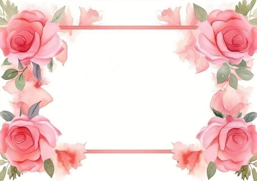Download Pink Floral Frame with White Background and Pink Roses ...